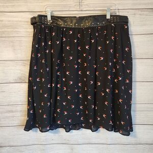 Torrid Size 14 A-line Knee Length Black birds Y2K fairygoth skirt